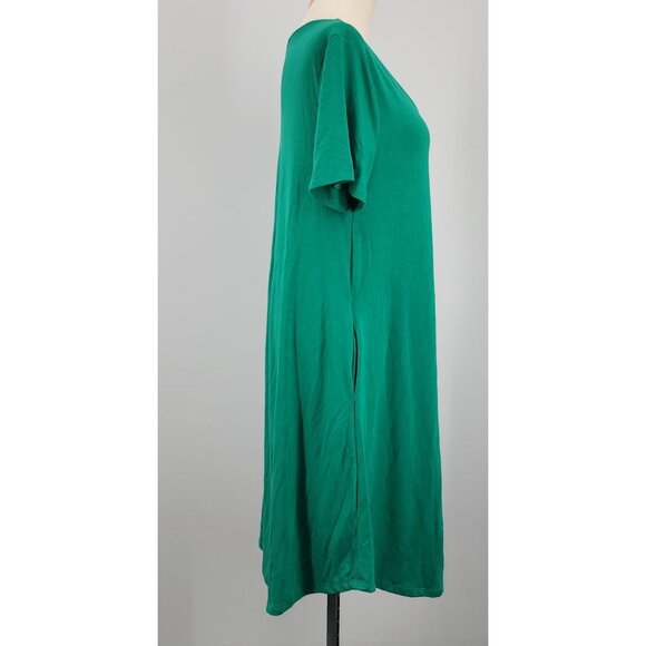 Women's Zenana Premium Green Flowy Small Dress Pockets Swing Style Soft Knee Len - Picture 3 of 7